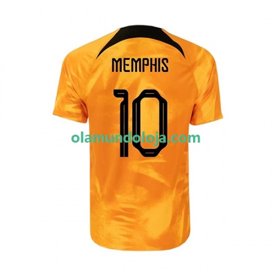 Camisola Países Baixos Memphis 10 Homem Equipamento Primeiro Copa do Mundo 2022 Manga Curta